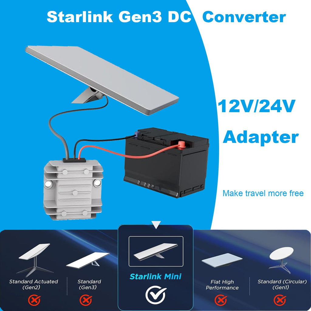 Adaptateur 12V Starlink Mini Convertisseur DC Step Up avec Câble d'Alimentation Starlink Mini 9-28V