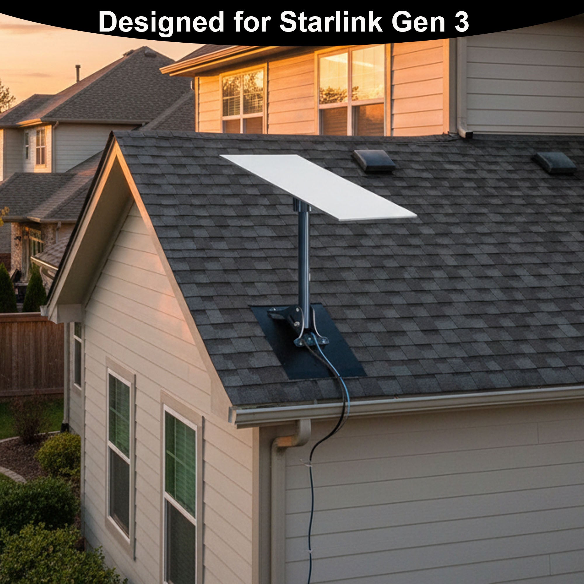 Support de toit Gen 3 pour Starlink, kit de montage robuste avec adaptateur de tuyau pour antenne parabolique standard Starlink Internet V4 pour montage sur toit/mur