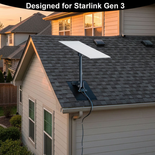 Roof Mount Gen 3 for Starlink, Heavy Duty Mounting Kit with Pipe Adapter for Starlink Internet Satellite V4 Standard Dish for Roof/Wall Mount
