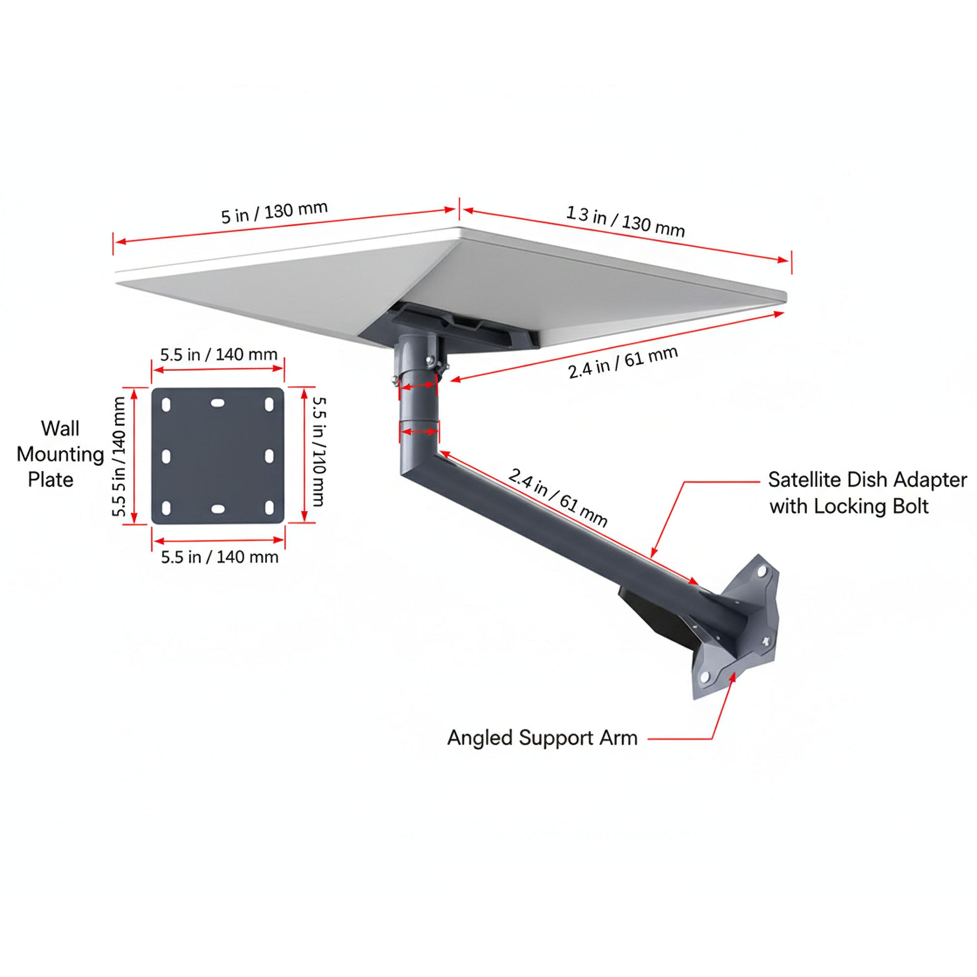 Support de toit Gen 3 pour Starlink, kit de montage robuste avec adaptateur de tuyau pour antenne parabolique standard Starlink Internet V4 pour montage sur toit/mur