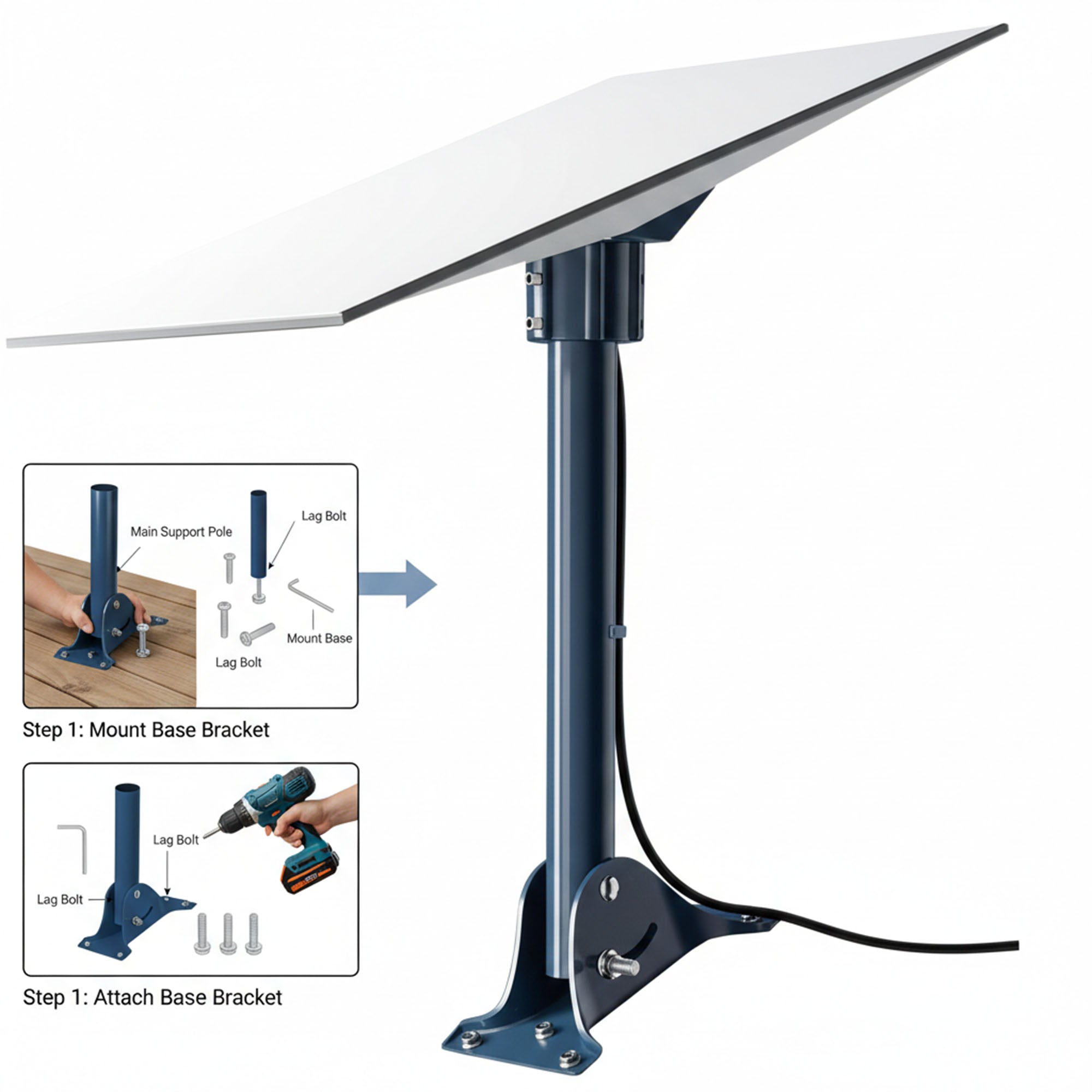 Support de toit Gen 3 pour Starlink, kit de montage robuste avec adaptateur de tuyau pour antenne parabolique standard Starlink Internet V4 pour montage sur toit/mur